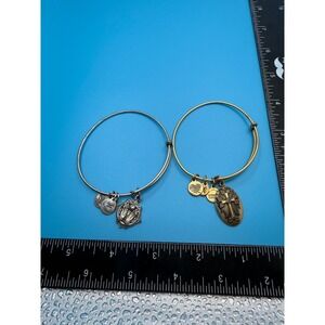 Alex and Ani Bangle Bracelet Set Armenian Cross Godspeed Silver Gold Charms
